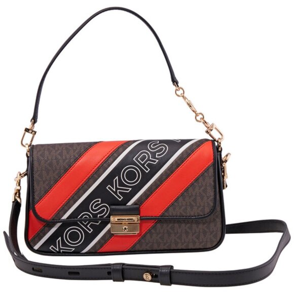 Michael Kors  Small Bradshaw Signature Logo Stripe Convertible Shoulder Bag - Picture 1 of 7